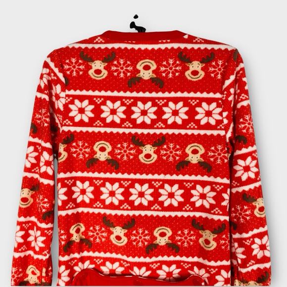 Novelty Christmas Pajamas Merry Christmoose Red Plush One Piece Drop Seat Size S - Picture 5 of 7